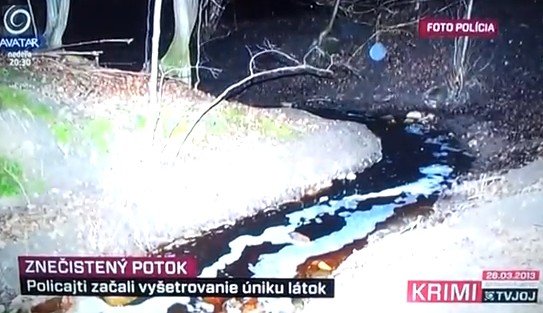 Výstup krízového štábu k znečisteniu potokov Hlinky a Moštenica