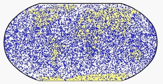 Mapa dopadu asteroidov na Zem (zdroj: Univerzita Komenského v Bratislave)