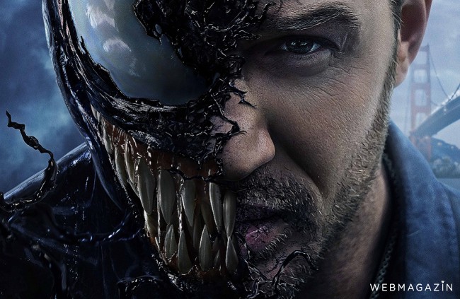 Detail plagátu k filmu Venom s Tomom Hardym.