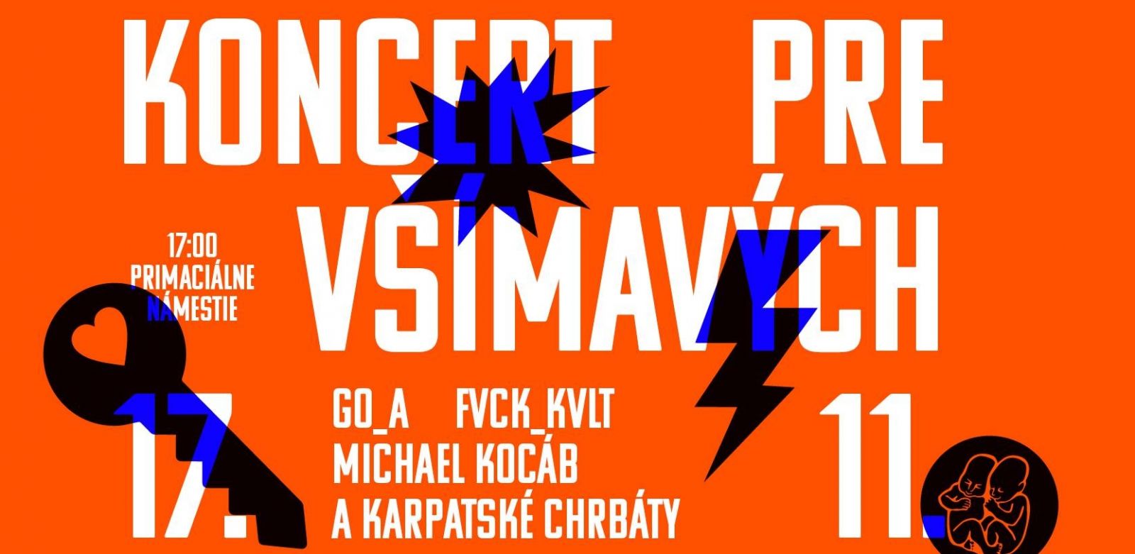 Na Koncerte pre všímavých 17. novembra vystúpia Michael Kocáb s kapelou Karpatské chrbáty, FVCK_KVLT a ukrajinskí Go_A.
