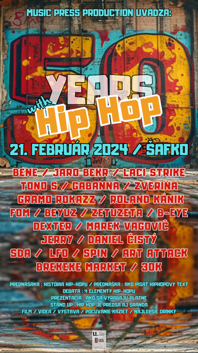 50 rokov s hiphopom –  koncerty, diskusie, prednášky, standup aj osobnosti slovenského hiphopu