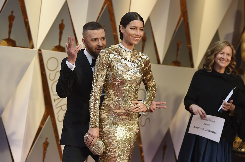 Justin Timberlake, left, and Jessica Biel arrive at the Oscars on Sunday, Feb. 26, 2017, at the Dolby Theatre in Los Angeles. (Photo by Jordan Strauss/Invision/AP)