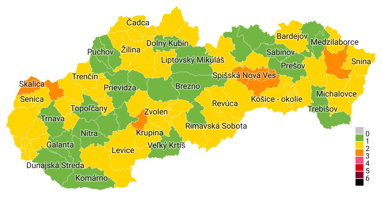 Covid automat: Nové rozdelenie okresov na Slovensku platné od 28.6.