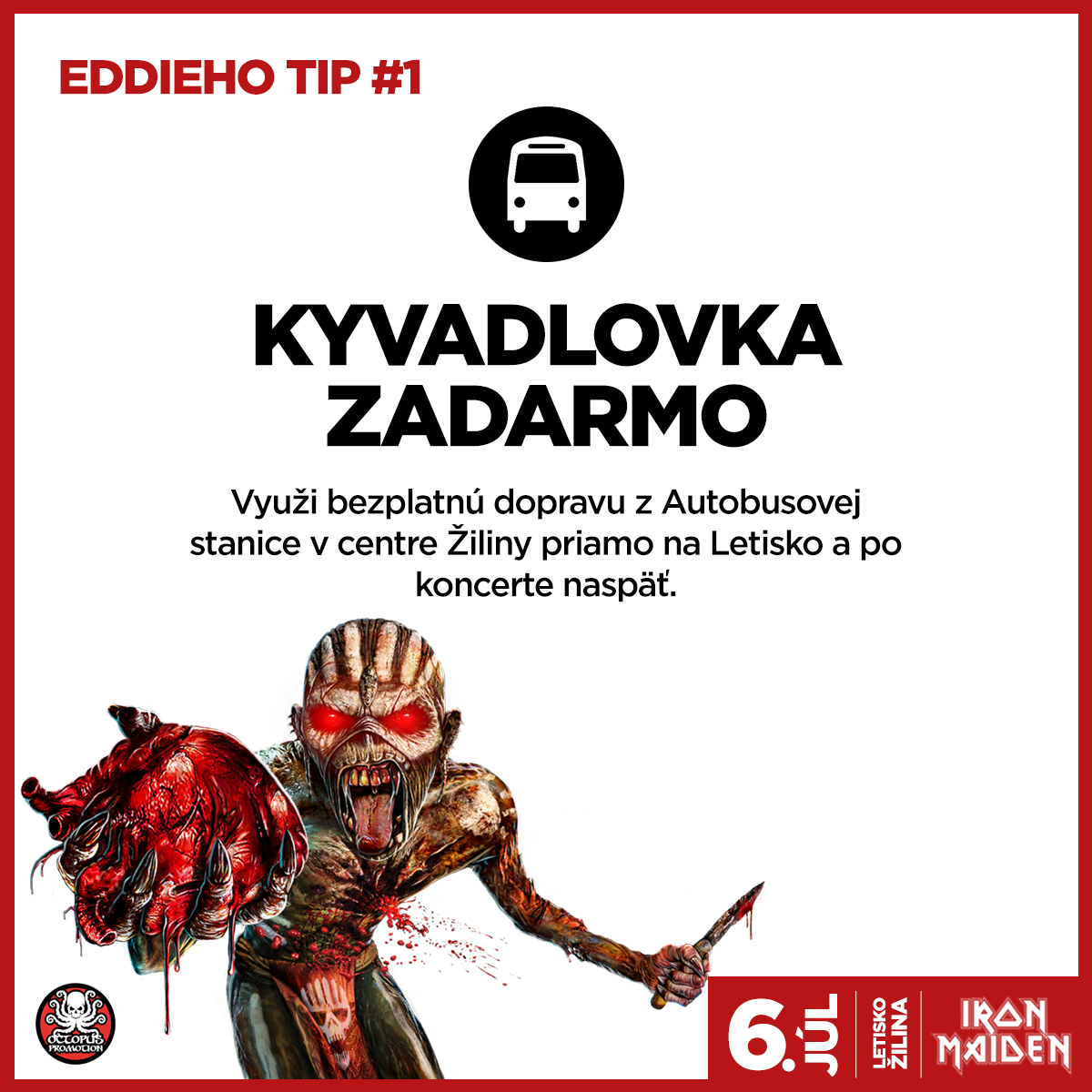 IRON MAIDEN PONÚKNU NA KONCERT V ŽILINE KYVADLOVÚ DOPRAVU AUTOBUSMI ZADARMO!