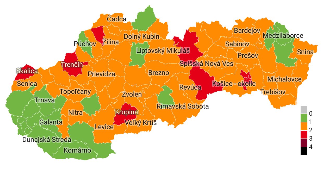 Nový Covid automat: Od pondelka bude 10 okresov červených a 47 oranžových (+mapa)