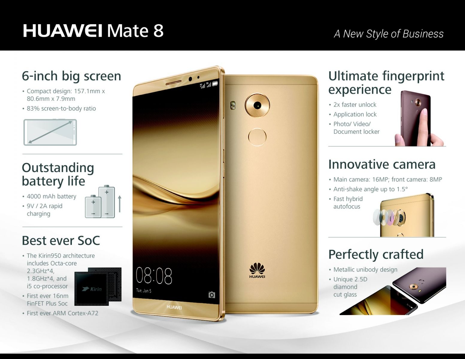 Huawei predstavuje novú vlajkovú loď Mate 8 s výkonným čipsetom Kirin 950