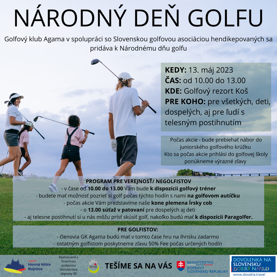 Golfový klub Agama Koš v spolupráci so Slovenskou golfovou asociáciou hendikepovaných sa pridáva k Národnému dňu golfu