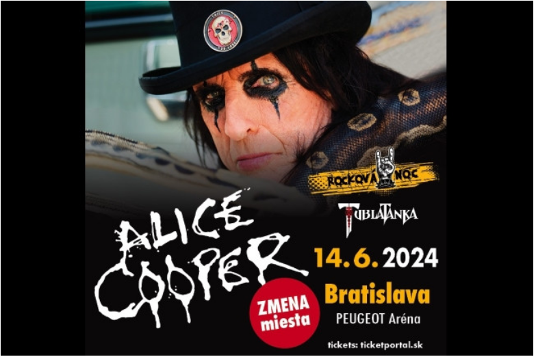 Alice COOPER: Preloženie koncertu Alica Coopera z Banskej Bystrice do Bratislavy