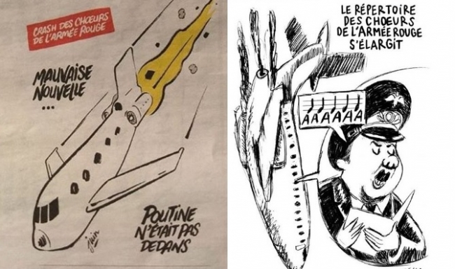 Magazín Charie Hebdo zverejnil niekoľko karikatúr Alexandrovcov.