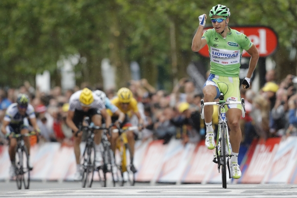Slovenský cyklista Peter Sagan predviedol druhé víťazné gesto na pretekoch Tour de France