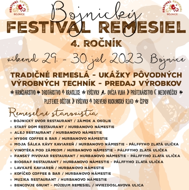 V Bojniciach sa tento víkend uskutoční 4. ročník festivalu remesiel