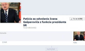Tisícky ľudí žiadajú na internete odvolanie prezidenta Gašparoviča z funkcie po jeho stredajšom oznámení, že nevymenuje Jozefa Čentéša za šéfa Generálnej prokuratúry SR.