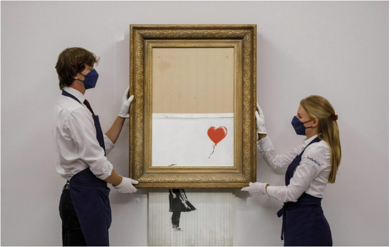 Skartovaný Banksyho obraz vydražili za rekordných 22 miliónov eur