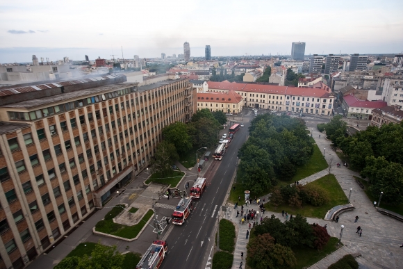 Požiar v budove Slovenskej technickej univerzity na Kollárovom námestí v Bratislave.