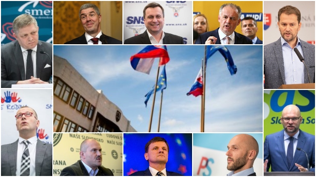 Robert Fico, Béla Bugár, Andrej Danko, Andrej Kiska, Igor Matovič, Boris Kollár, Marian Kotleba, Alojz Hlina, Michal Truban, Richard Sulík. Foto: SITA - koláž WBN.