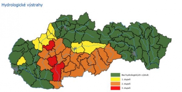 Hydrologická výstraha na nedeľu.