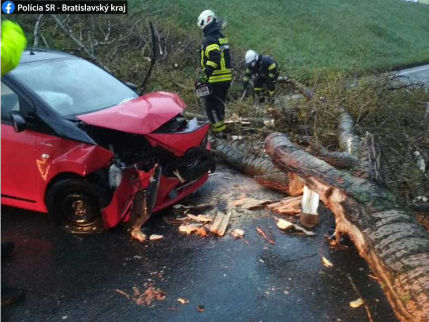 Bratislava zápasí so silným vetrom, strom spadol aj na vozidlo