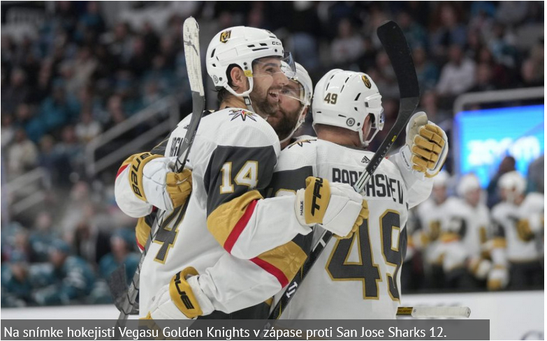 NHL: Vegas zvládli aj dvoj druhý zápas, na ľade San Jose triumfovali 4:1
