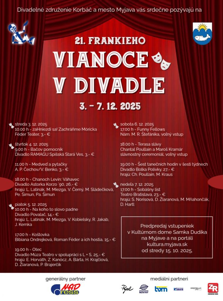 Myjava sa opäť ponorí do divadla – prichádzajú Frankieho Vianoce v divadle 2025