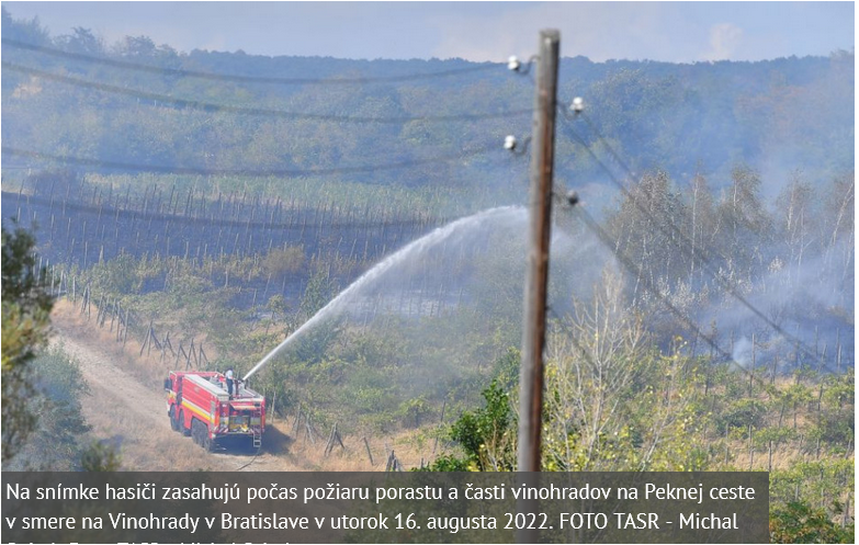 V Rači horia vinohrady, na mieste zasahujú hasiči a jeden úsek je neprejazdný