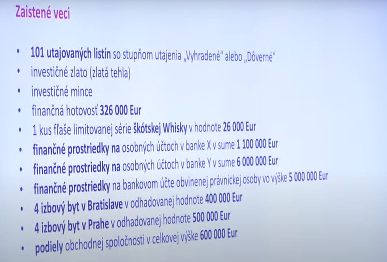 V prípade rozkrádania Vojenského spravodajstva ide podľa polície o škodu 74 miliónov eur. Zaistili pri nej byty, investičné zlato aj financie na účtoch podozrivých, na jednom z nich to bolo až šesť miliónov eur.