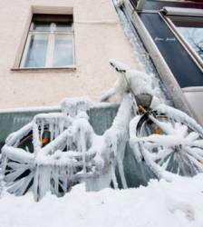 zima mraz bicykel