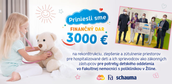 1_financny prispevok 3000 eur bol odovzdany zastupcom detskeho oddelenia vo fakultnej nemocnici v ziline 676x331